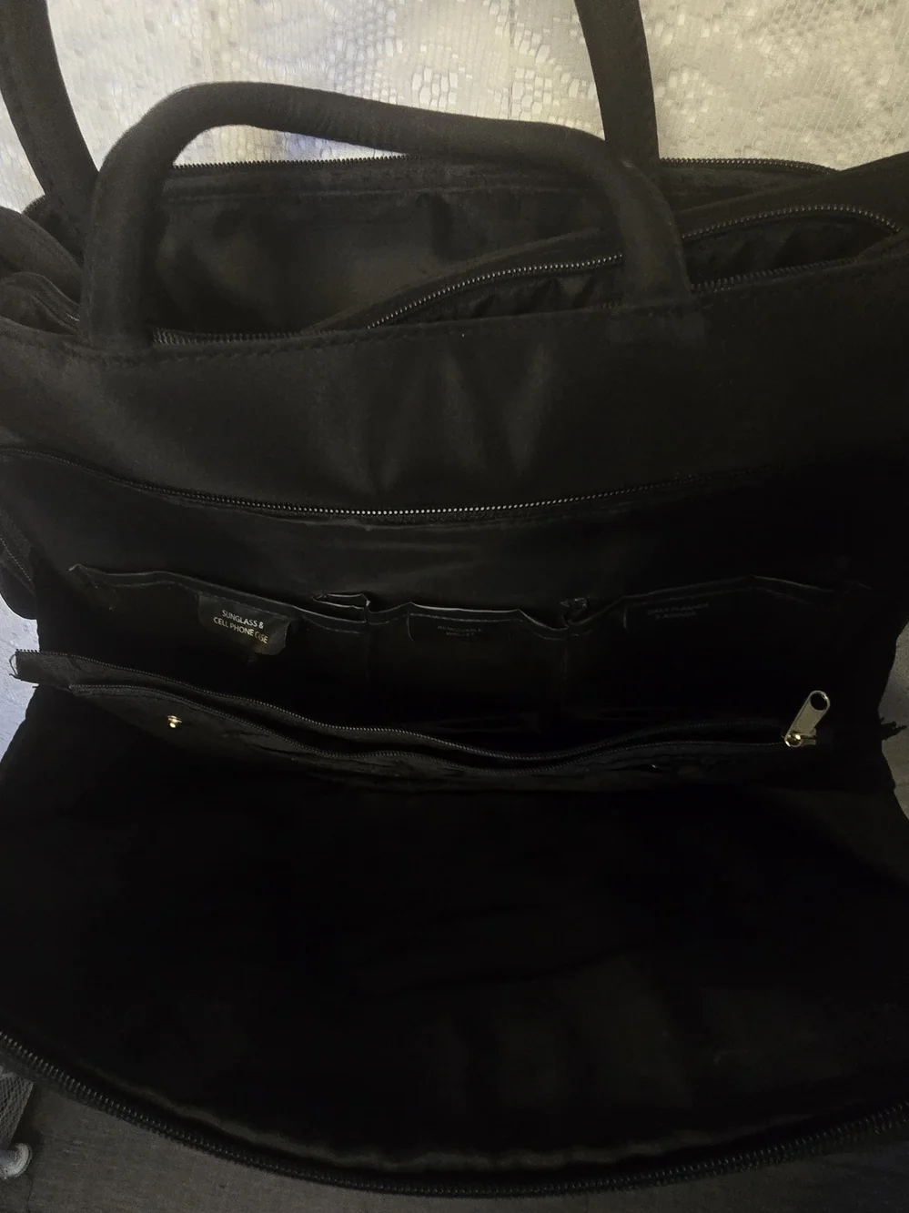 ​Multi-Pocket Black Nylon Organizer Briefcase Messenger Crossbody Bag